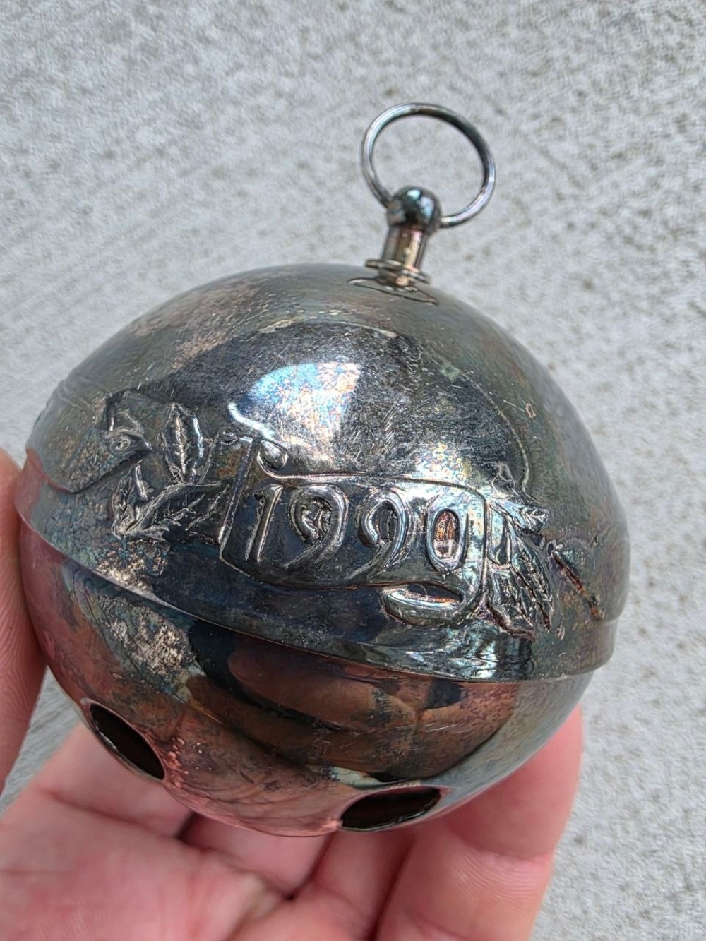 Wallace Silver Plated 1990 Bird Christmas Bell Ornament Vintage Holiday Decor